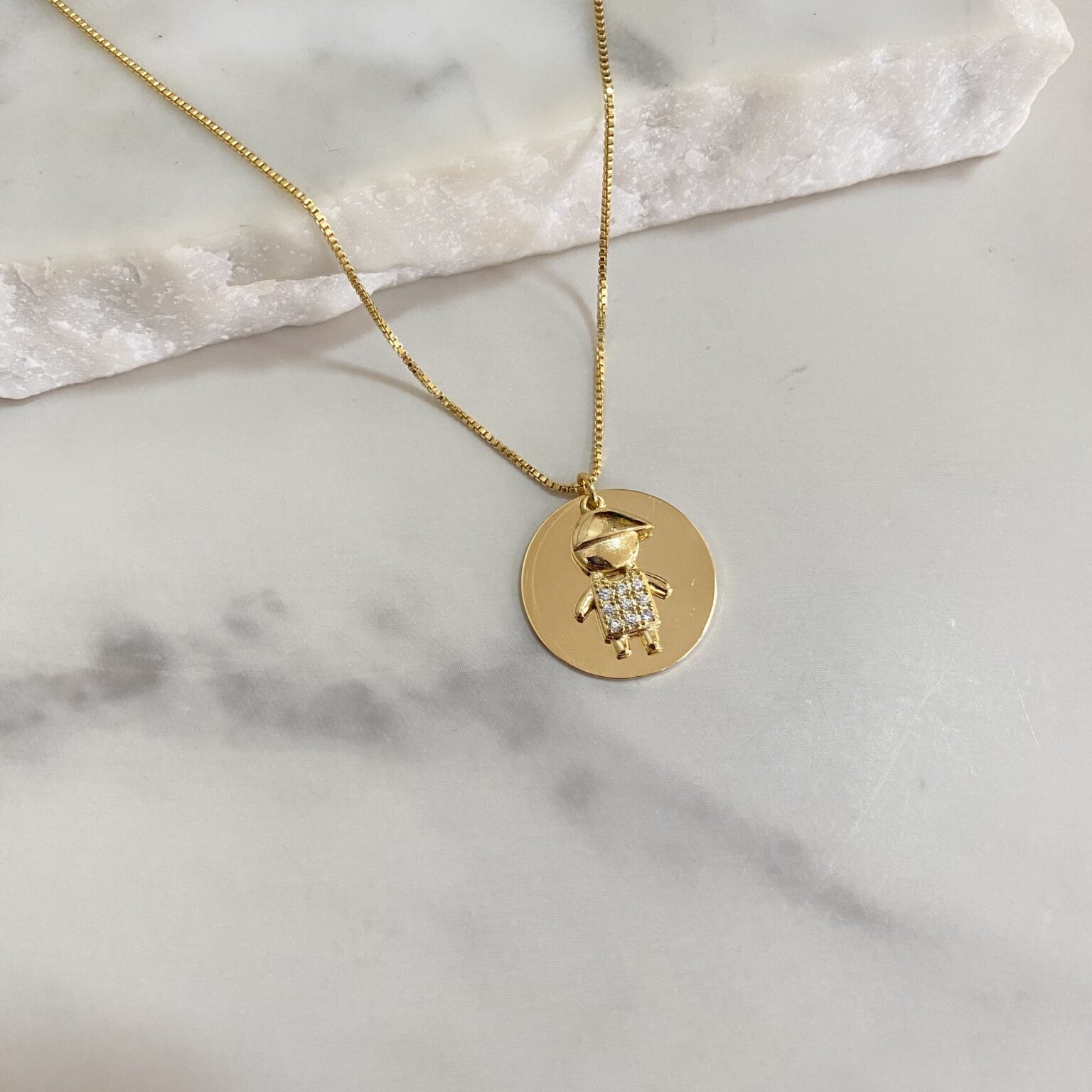 Collar grabado círculo 2cm con hijo/ niño