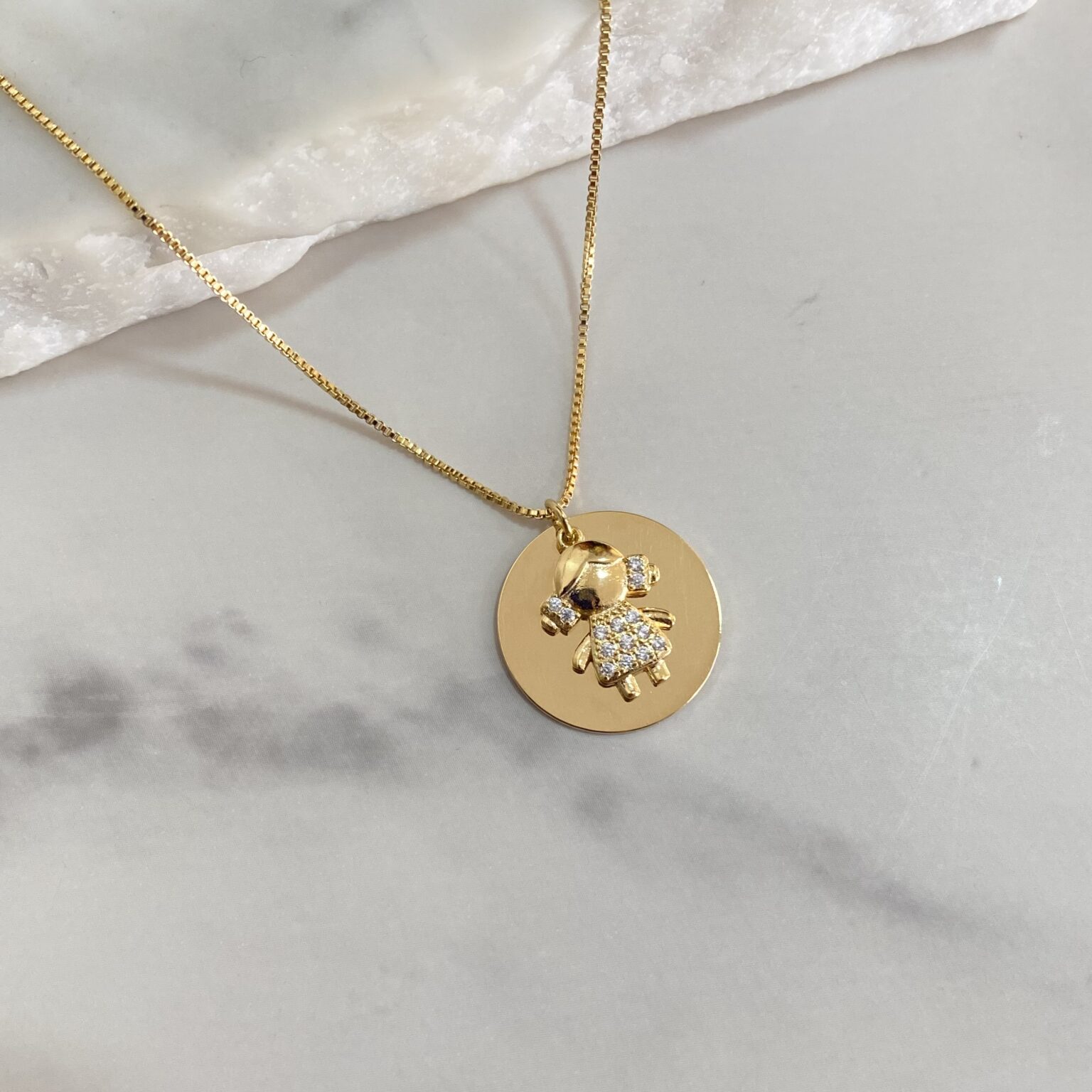 Collar grabado círculo 2cm con hijo/niña