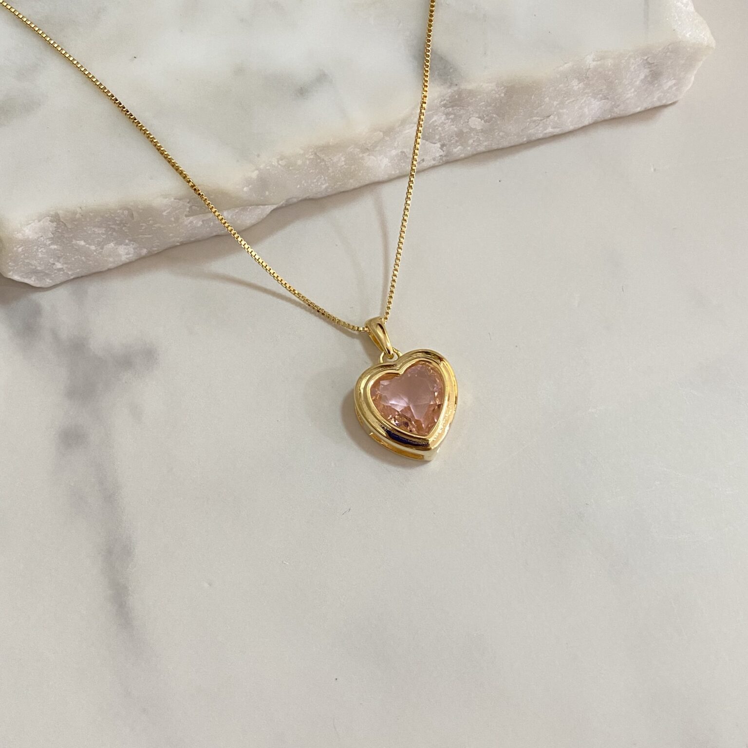 Collar corazón piedra  rosa